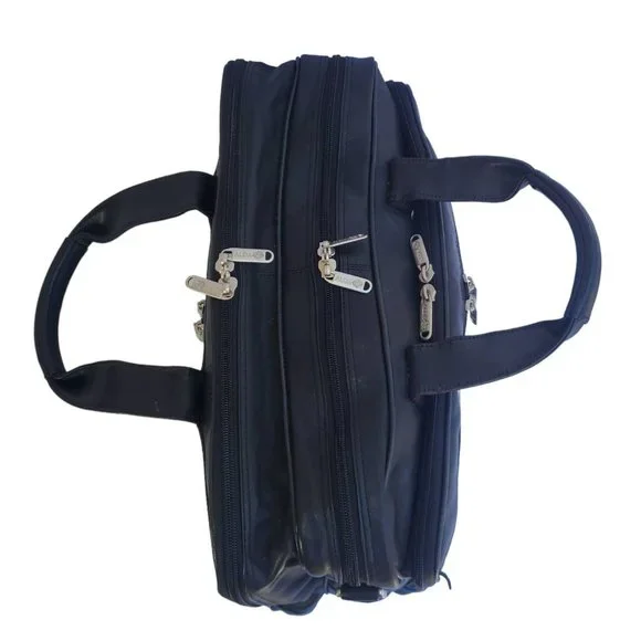 Black Leather ALDA Briefcase Satchel Laptop Bag Messenger Preacher Attorney - Picture 5 of 8